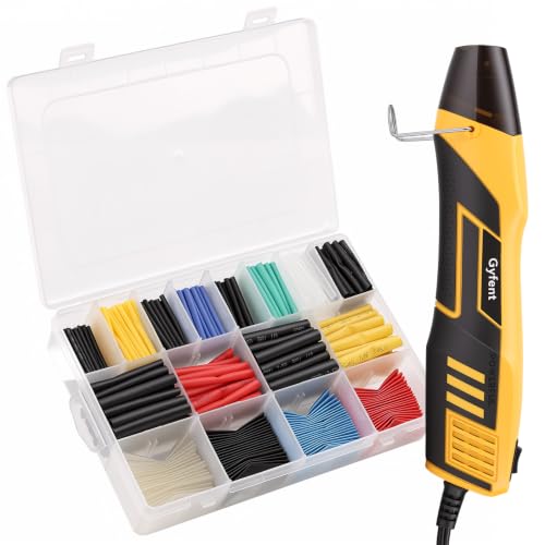 600Pcs Heat Shrink Tubing Kit with 350W 2-Temp Mini Heat Gun (5FT) | 2:1 Wire Shrink Wrap Tubing for Wiring Repair Automotive DIY Wiring Repair Crafting Embossing 5FT Power Cord