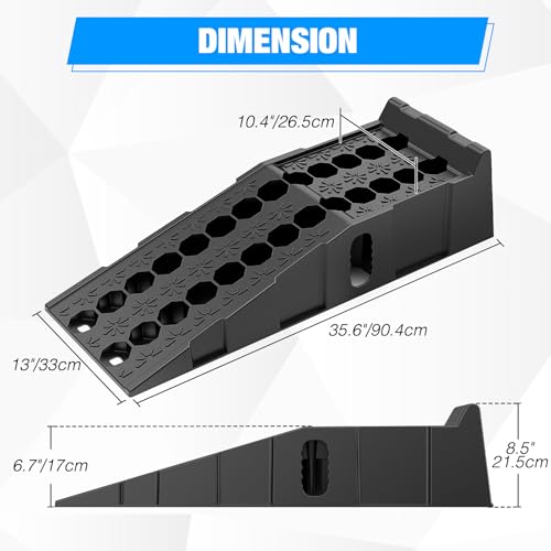 Nilight Car Ramps, 6.7" Lift Heavy Duty Truck Ramps Portable Vehicle Service Ramp for Home Garage Maintenance, 16,000lb. GVW Capacity Per Pair - size: Truck Ramp