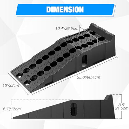 Nilight Car Ramps, 6.7" Lift Heavy Duty Truck Ramps Portable Vehicle Service Ramp for Home Garage Maintenance, 16,000lb. GVW Capacity Per Pair - size: Truck Ramp