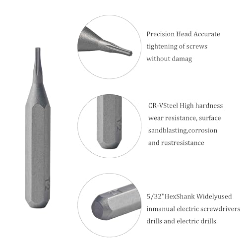 10Pcs Torx Head Screwdriver Bit Set, S2 Steel Magnetic Star Bits, 5/32" Hex Shank, Tamper Resistant, Impact Grade for Drill, Power Driver, Electronics, Home & Automotive Repair(T2) - size: T2