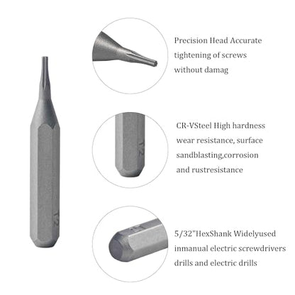 10Pcs Torx Head Screwdriver Bit Set, S2 Steel Magnetic Star Bits, 5/32" Hex Shank, Tamper Resistant, Impact Grade for Drill, Power Driver, Electronics, Home & Automotive Repair(T2) - size: T2