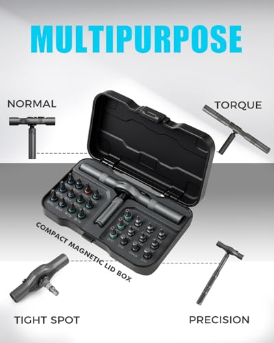 VMAN Ratchet Screwdriver Set, magnetic Screwdriver sets, S2 Steel Bits, DIY Combination Flexible Shaft, Suitable for Furniture Assembly, Precision Electrical Appliance Repair, Bicycle Tools