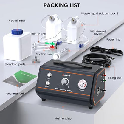 ANCEL BR1000 Pressure Brake Bleeder Kit, One Person Brake Fluid Bleeder for Brake Fluid Change & Brake Bleeding, Heavy-Duty Hose, Pressure Gauge & Safety Protection for DIY Garage & Auto Shop