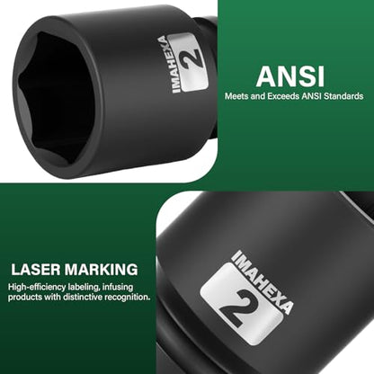 1" Drive Shallow Impact Socket,2 Inch SAE Jumbo Socket,CR-MO 6 Point for Easy Removal of Large Axle Nut（SAE) - size: 1 Inch Shallow 2", style: 1"Drive Shallow Impact Socket