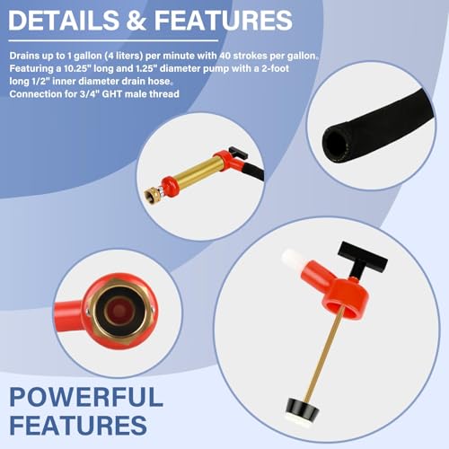 34060-0130 Marine Oil Extractor Pump 10.25" Long, 1.25" Diameter | Brass Boat Oil Change Pump for Oil Change,Boat Oil Extractor Pump Compatible with OMC/Mercruiser, 1 Gallon/Minute Output