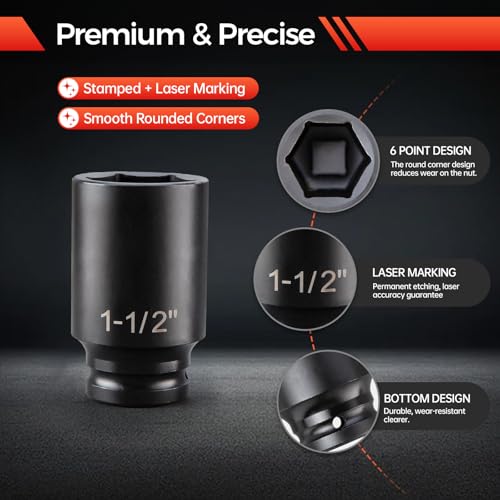 21PCS 3/4" Drive Impact Socket Set,6 Point Axle Nut Socket Set,SAE Sizes(3/4" to 2"),Cr-Mo Steel,Includes Adapter and Quick-Release Ratchet(24 Tooth) for Large Vehicle & Equipment Maintenance - size: 3/4" SAE 21pc