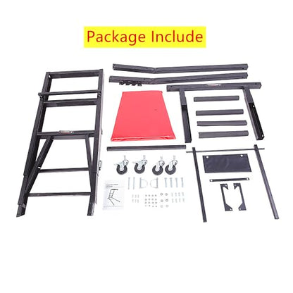 Top Automotive Creeper,Engine Creeper with Adjustable Height 48" to 64" | 400 LBS Capacity High Topside Creeper,4 Swivel Caster Wheels, Heavy Duty Foldable Creeper for Auto Repair and Maintenance