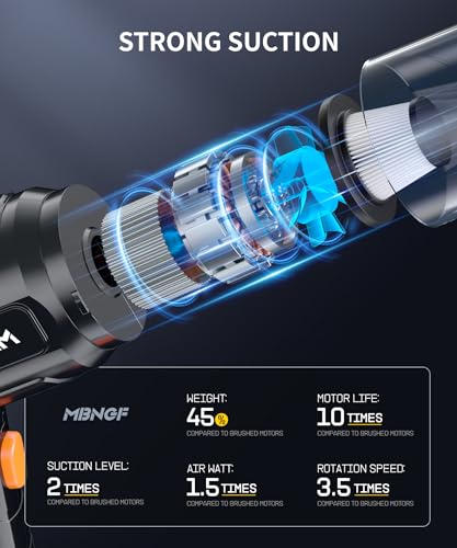 Car Vacuum Portable Cordless, High Power Suction & Blower, Handheld Vacuum Cleaner for Car, Home, Desktop, Keyboard,Birthday Gifts for Men Dad Husband(Ebony Black)