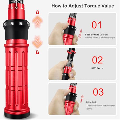 Torque Wrench Set,1/4 3/8 1/2-inch Drive Torque Wrench-20-240 in.lb,5-50 ft.lb,10-170 ft.lb,72-Tooth Dual Range Scales and Dual-Direction Adjustable Torque Wrench for Bike, Moto and Car Maintenance - style: 1/4" 20~240 IN.LB Torque Wrench 3/8" 5~50 FT.LB