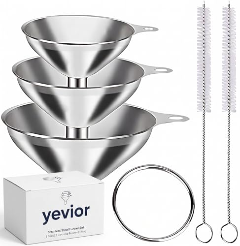 Small Funnels for Filling Bottles Stainless Steel Kitchen Funnels (Short) | 3 Pcs Food-grade Metal Kitchen Funnels Set for Transferring Essential Oils Liquid Fluid Spice Dry Ingredients Powder,Durable - size: ‎Short-handled funnel