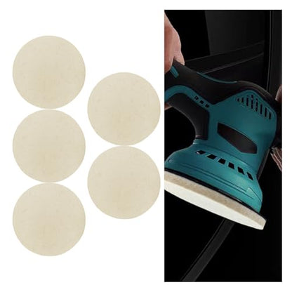 5PCS Car Glass Polishing Pads, 6" Wool Felt Buffing Wheel Polishing Pad Discs with Hook & Loop Back, Random Orbital Sander Polish Pad for Remove Scratch from Windshield, Window(6IN) - size: 6IN
