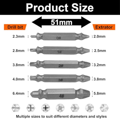 Waziaqoc 6PCS Damaged Screw Extractor Set | Remover for Stripped Screws Nuts & Bolts, Drill Bit Tools for Easy Removal of Rusty & Broken Hardware