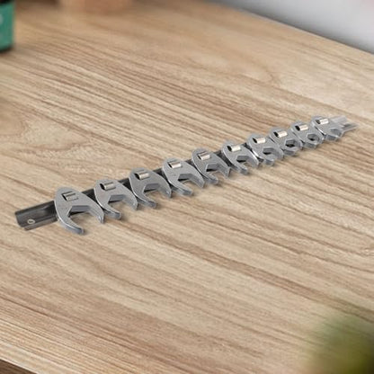 FABULETTA 10-Piece Crowfoot Wrench Set 3/8 Drive, Metric Flare Nut Spanner Kit 10mm to 22mm, Carbon Steel Open End Wrenches for Tight Space Bolt Loosening and Automotive Hydraulic Line Work