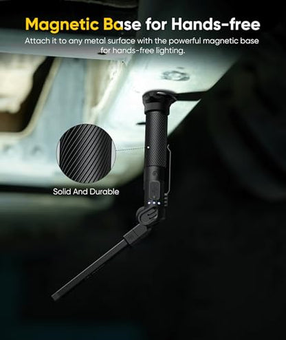 HOTLIGH Magnetic Work Light - 3200mAh Mechanic Light with Magnetic Base & Hanging Hook Design, 800LM Rechargeable Work Light for Mechanics, Repairing, Workshop Tools
