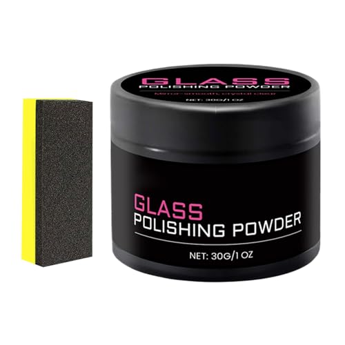 Glass Polishing Powder Window Cleaner | 30g Glass Polishing Compound with Sponge for Automotive Vehicle Cars SUV Van Truck RV Restoration