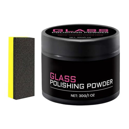 Glass Polishing Powder Window Cleaner | 30g Glass Polishing Compound with Sponge for Automotive Vehicle Cars SUV Van Truck RV Restoration