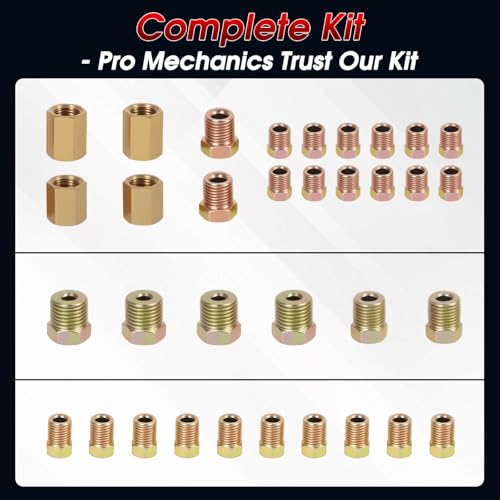 Brake Line Kit with Deburring Tool - 3/16" and 1/4" 25ft Copper Coated Brake Line with Fittings, Complete Repair Set for Cars & Trucks & DIY, Includes Single Flare Tool, Bender and Tubing Cutter - size: S-Single Flare