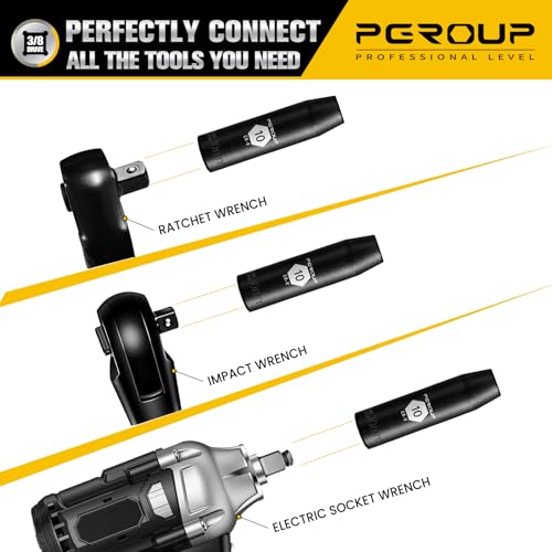 3/8” Drive Deep Impact Socket, Metric(10mm socket), 6-Point, Cr-V Steel With Black Manganese Phosphate Coating - size: 10 mm