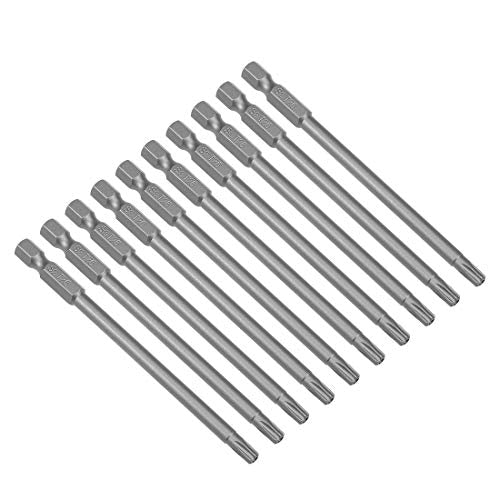 uxcell 10 Pcs T25 Magnetic Torx Screwdriver Bits, 1/4 Inch Hex Shank 3.94-inch Length S2 Security Tamper Proof Screw Driver Kit Tools - size: T25