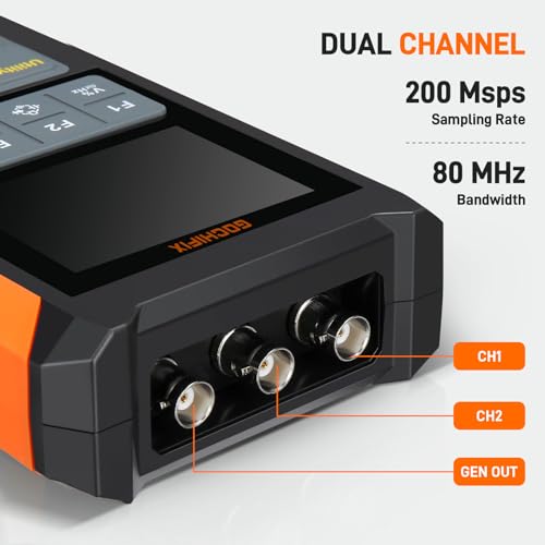 Handheld Oscilloscope Multimeter GOCHIFIX Waveform Generator 3 in 1 Automotive Oscilloscope 2 Channel 80Mhz Bandwidth 200Msps Sampling Rate Signal Generator Digital Oscilloscope Multimeter - style: 80 Mhz