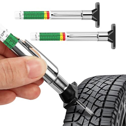 Yourkar 2 PCS Car Tire Tread Depth Gauge, Tire Depth Gauge with Six-Sided Smart Color Coded, Tire Tread Depth Measurement Tool for Most Auto Truck SUV, Universal Car Accessories - color: 2 PCS