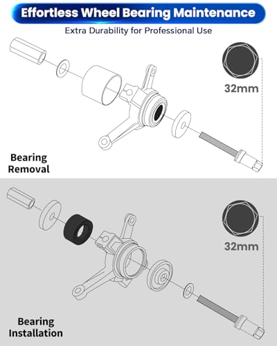 ATPEAM 19pcs Universal Front Wheel Drive Bearing Puller | Front Wheel Hub Removal Car Kit Set