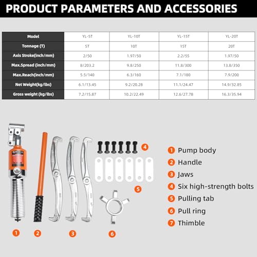 15T Hydraulic Gear Puller, 2/3 Jaw Bearing Puller with 11.8 Inch Spread, Heavy Duty Wheel Hub Separator Tool for Truck Industrial Machinery Maintenance, Forged Steel, YL-15T - size: YL-15T