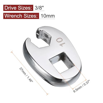 HARFINGTON Drive Crowfoot Wrench 3/8" Drive 10mm Metric Fractional Crowfoot Flare Nut Wrench 40Cr Chrome Plated Open End Crowfoot Wrench for Mechanics Automotive Repair Work - size: 10mm