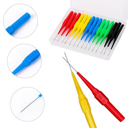15Pcs Probes Pin Insulation Wire Piercing Needle Test Back Probe Kit Super Tip Multimeter Probe 0.7mm No-Destructive Test Probes for Car Tester Banana Socket Tester