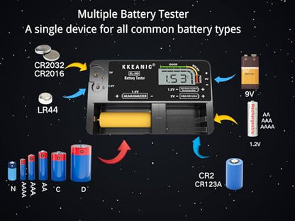 Battery Tester for AA AAA C D 9V & Household Batteries Battery Checker