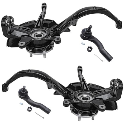 Detroit Axle - Front 4pc Steering Knuckles Kit for 2010-2012 Ford Fusion, 2011-2012 Lincoln MKZ, 2010-2011 Mercury Milan, 2 Steering Knuckles & Wheel Bearing Hubs 2 Outer Tie Rod Ends Replacement - size: 4SU47666/Kit