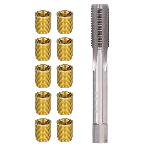 for Spark Plug Thread Hole Repair Tools Metal M12x1.25 Inserts M14x1.25 Tap 14mm Rethreaded Kit M12X1.25 for Spark Plug Thread Repair Kit Insert 12Mm Back Tap Tool