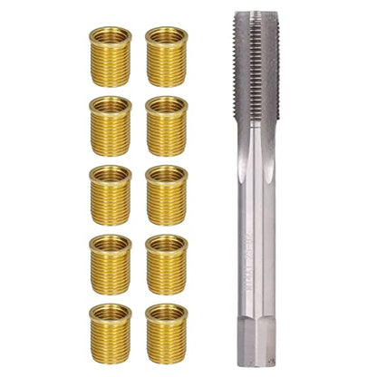 for Spark Plug Thread Hole Repair Tools Metal M12x1.25 Inserts M14x1.25 Tap 14mm Rethreaded Kit M12X1.25 for Spark Plug Thread Repair Kit Insert 12Mm Back Tap Tool