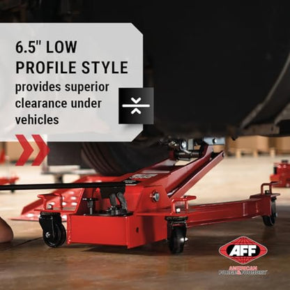 AFF Low Profile Manual Hydraulic Transmission Jack - Heavy Duty Steel Body, Adjustable Saddle with Safety Chain & 360 Handle - for Transmissions, Transfer Cases & Differentials (Multiple Capacities) - size: 3000 lbs Capacity