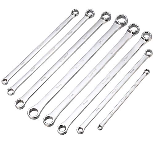 BULLTOOLS Extra Long Double Box End Wrench Set Chrome Vanadium Steel Aviation Wrenches Metric 8-24mm with Organizer Box (8-Piece) - size: 8mm-24mm 8 PCS