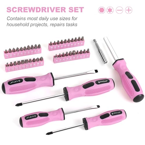 FASTPRO 225-Piece Pink Tool Set, SAE & Metric Mechanics Hand Tool Set with Toolbox, Home/Auto Repairing Tool Kit for DIY, Home Maintenance and Car Repairing