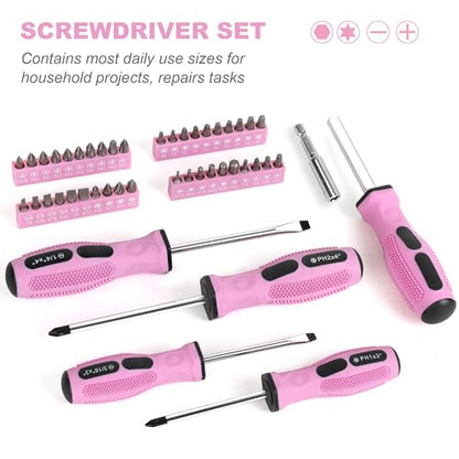 FASTPRO 225-Piece Pink Tool Set, SAE & Metric Mechanics Hand Tool Set with Toolbox, Home/Auto Repairing Tool Kit for DIY, Home Maintenance and Car Repairing