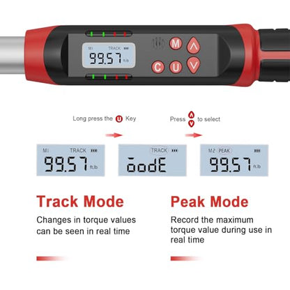 VANPO Digital Torque Wrench 1/2-Inch Drive 5-99.5 ft-lbs./6.8-135Nm, Electronic Torque Wrench with Preset Value, Buzzer and LED Notification, ±2% Accuracy for Moto, Car - size: 5-99.5 ft-lbs./6.8-135Nm