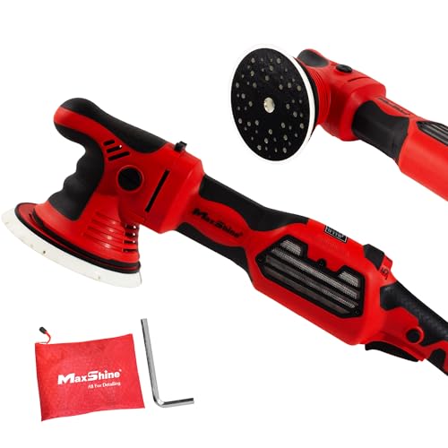 Maxshine MB21 Pro Brushless DA Polisher – 21mm Long Throw Car Buffer with 6” Backing Plate, 1200W Motor, 5/16”-24 Thread & 6-Speed Control – Auto Detailing Tool for Cars, Trucks, SUVs & Boats - color: 6" Brushless Dual Action
