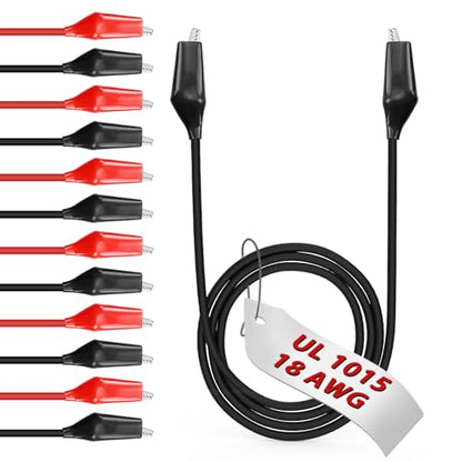 12pcs/40in. Alligator Clips Electrical with Wires UL1015/18AWG, Red&Black Jumper Test Leads Set, 1.77in. Clips Soldered with Wires-EDGELEC - size: R&B 40 in. (100cm), style: 12pcs