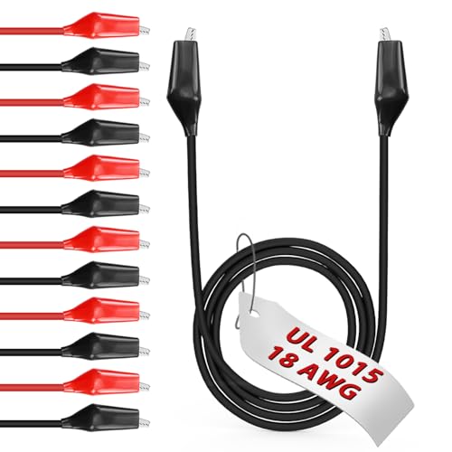 12pcs/40in. Alligator Clips Electrical with Wires UL1015/18AWG, Red&Black Jumper Test Leads Set, 1.77in. Clips Soldered with Wires-EDGELEC - size: R&B 40 in. (100cm), style: 12pcs