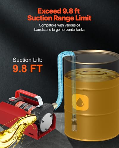 VEVOR Diesel Fuel Transfer Pump Kit, 12V 10 GPM DC with Automatic Shut-off Nozzle and Hose, Portable Electric Self-Priming Fuel Extractor Pump, for Diesel, Kerosene, Machine Oil, and Transformer Oil - size: 12V 10GPM