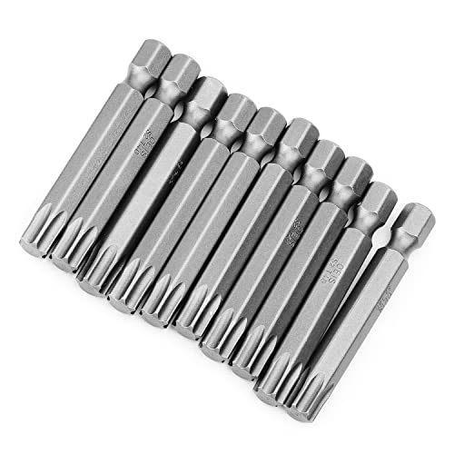 Utoolmart Torx Screwdriver Bits, T40 Magnetic Torx Head Screw Driver Bit, with 1/4 Inch Hex Shank, 50mm Length S2 Steel Screw Driver Kit Tools, for Repair Work, 10 Pcs - size: T40