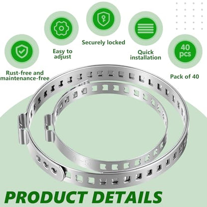 42 Pcs CV Boot Clamp Tool Include 20 Large and 20 Small 304 Stainless Steel Adjustable Ear Hose Clamp, 1 CV Boot Pliers, 1 Pairs Gloves for Axle Removal Installation Dust Covers Drive Shaft