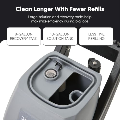 Commercial Carpet Cleaner Extractor 10-Gal Solution Tank 8-Gal Recovery Tank, 18” Cleaning Path, Low Noise Powerful Carpet Cleaner for Hotels, Offices, Large Areas & Professional Use