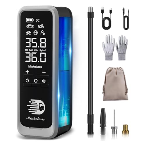 Tire Inflator Portable Air Compressor for Cars, 160 PSI, Cordless & 12V DC | 34 L/Min fast inflation, 7500mAh battery, dual LCD, auto shut-off and LED light for motorcycles, bicycles and balls