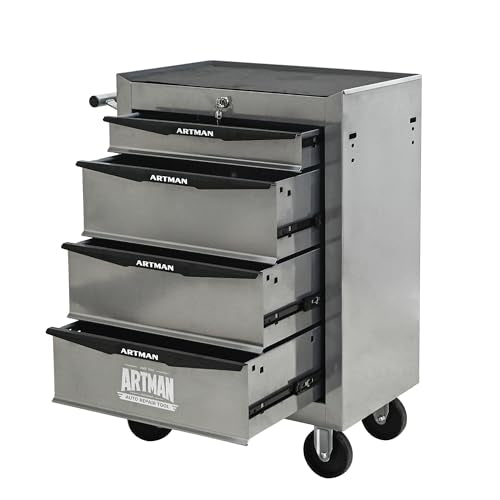 RYH 4 Drawers Rolling Tool Chest(Silver, 4 Drawers（30.5"H × 20.9"W × 13"D)) | Tool Box on Wheels | Heavy Duty Metal Cart with Ball Bearing Drawers | Fits US General Tool Box for Garage Storage - color: Silver, size: 4 Drawers（30"H × 20"W × 13"D)