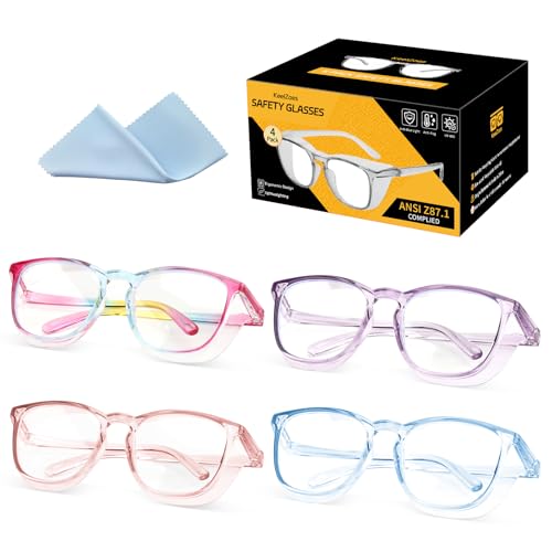 KeeiZoes Safety Glasses Anti Fog Goggles For Women, Nurses Protective Eyewear Blue Light & UV Blocking Eye Protection Glasses - color: Rainbow + Purple + Pink + New Blue