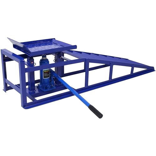 2 PCS Hydraulic Car Ramps, 5T Low Profile Car Lift Service Ramps Truck Trailer Garage,Height Hydraulic Vehicle Ramps, Blue