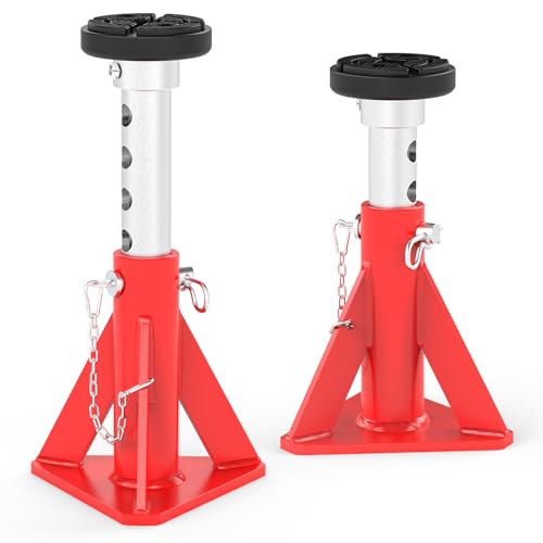 Jack Stands 15 Ton Capacity, Heavy Duty Vehicle Stabilizer Jacks | 2 PCS Trailer Support Jack Stands with Safety Pins for RV, SUV, Pickup Truck, Car, UTV, Adjustable from 10" to 16"